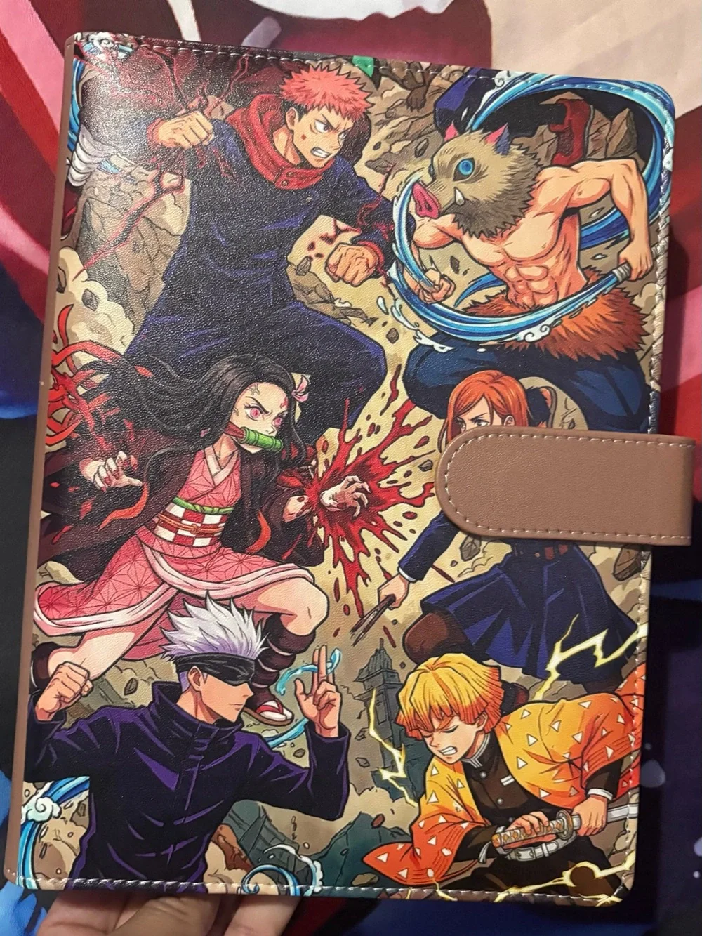 Limited edition a5 Anime Binder Demon Slayer & Jujetsu Kaisen magnetic closure